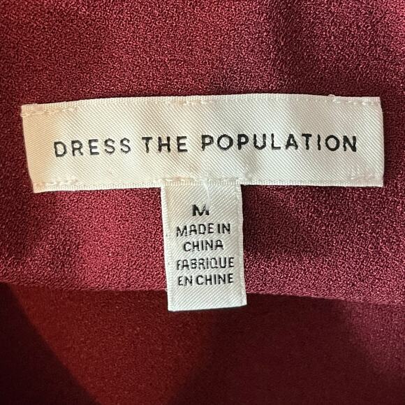 Dress the Population dress burgundy Tiffany one shoulder midi Medium M - Picture 7 of 8